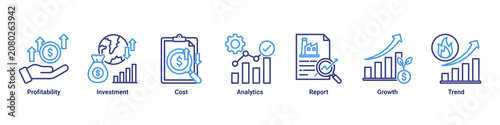 Photos Investment Insight web banner icon vector illustration with icons of Profitabili