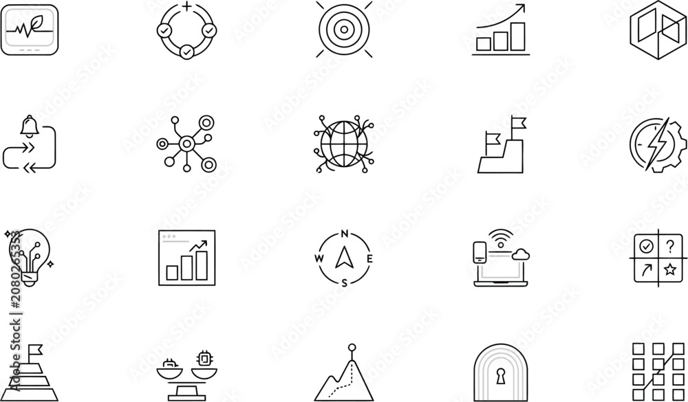 Fototapeta premium Business finance and technology icons set