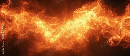 Abstract fiery background featuring swirling orange smoke and golden flame textures creating intense energetic patterns