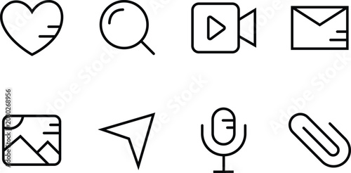 Collection of modern line icons for web and mobile applications