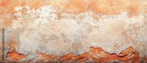 Rustic textured wall surface with weathered plaster and exposed red brick pattern backdrop