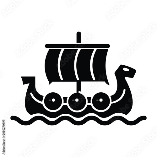 Pirate ship adventure sailing icon