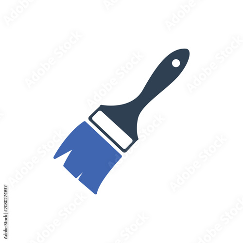 Paint Brush Vector Icon, Paintbrush with Blue Paint