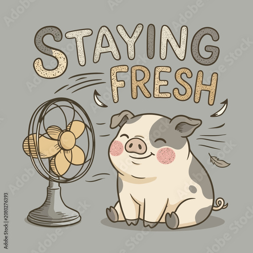 Photos Pig Enjoying Electric Fan Coolness.