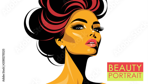 Cuadro en lienzo Very beautiful close-up realistic vector of an elegant woman with glowing skin,