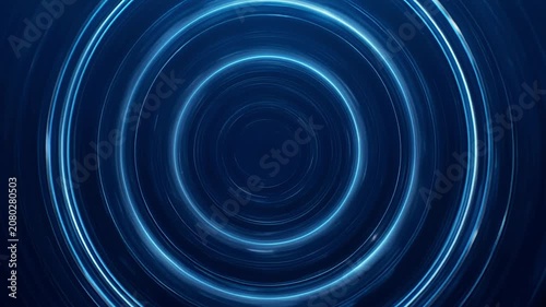 Abstract Glowing Blue Circular Waves Motion Background