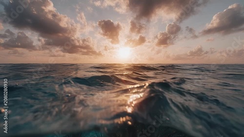 Split Level Underwater Ocean View at Sunset