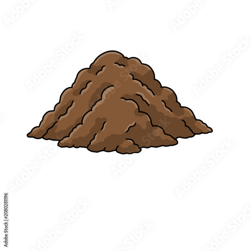 Pile of brown soil dirt earth ground cartoon vector element