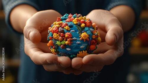 Whimsical Earth Day Illustration in Handmade Clay Style