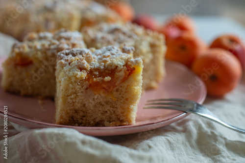 delicious apricot summer cake on a table