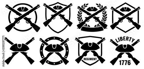 Фотография 1776 Continental Insignia Compilation Vector Set 15 - Crossed Musket Regiment Ba