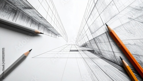 
Highly Detailed Architectural Pencil Drawing with Realistic Graphite Shading Precision Linework and Ample Copy Space for Branding Text Presentation Templates and Professional Design Projects
