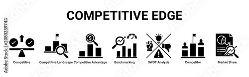Schilderij op canvas Competitive Edge web banner icon vector illustration with icons of Competitive,