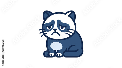 Fotografie Sad Cat Emoji Illustration - Depressed Feline Character