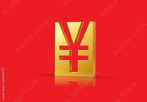 Plakat 人民币符号金色3D图标 – 中国元货币标志与金融概念设计