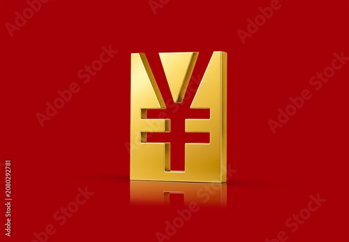 Tapety artystyczne 人民币符号金色3D图标 – 中国元货币标志与金融概念设计