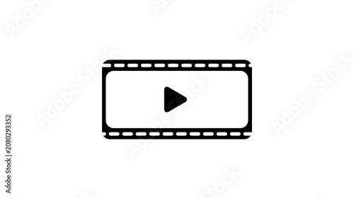 Minimalist black play button on clean white background with subtle shadow