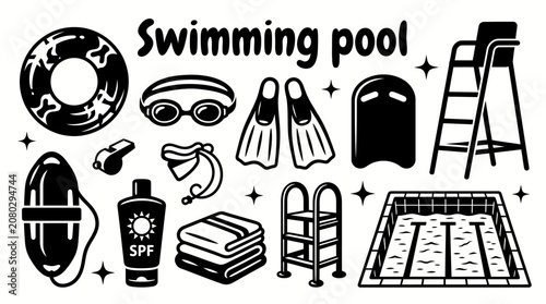 Obraz na plátne Swimming pool vector collection isolated for aquatic sports, fitness training, competitions, and recreational activities