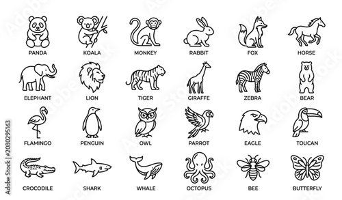 Canvas Print Wildlife Outline Animal Icon Pack