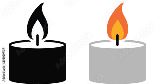 Obraz na plátně Candle icons, burning candles isolated on white background for festive events, religious ceremonies, home décor, and peaceful themes