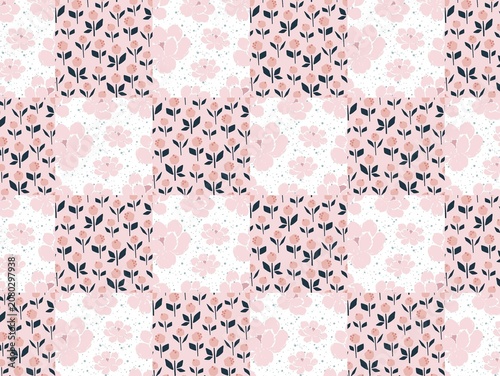Photos Repeating pink floral pattern with alternating designs