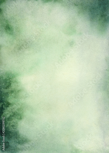 Deep Forest Green Watercolor Wash with Atmospheric Mist Effect