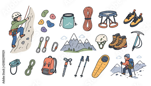 Obraz na plátně Climbing gear and accessories.
