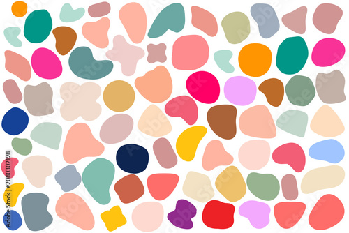 Irregular pebbles shapes on white background 