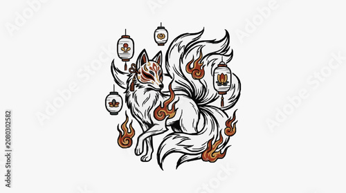 Intricate line art of a mythical dragon head.