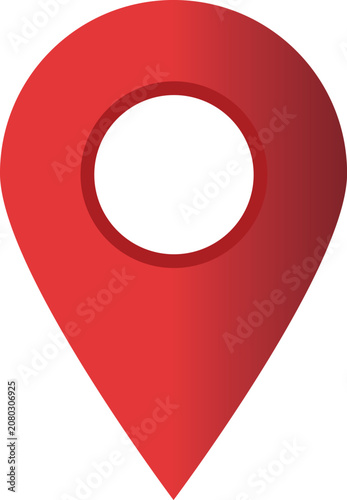 Red Map Pin Pointer Icon with Subtle Gradient, Navigation Location Marker for Interface Design, Isolated EPS Vector File