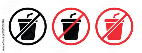 Bild auf Leinwand No drink sign, drinking not allowed sign soft drink  prohibition, food not allowed icon set