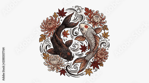 Foto Intricate vintage floral and leaf design illustration.