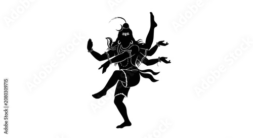 Silhouette of hindu deity shiva performing cosmic dance