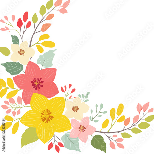 Colorful floral corner vector illustration