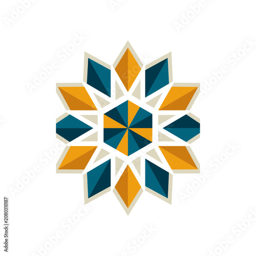 Colorful Geometric Snowflake Vector Design