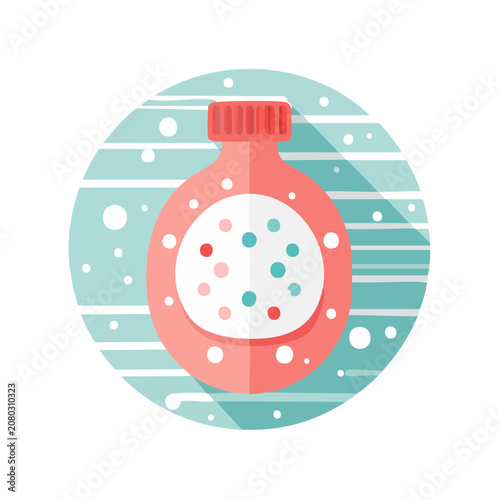 Flat vector icon of a test tube with colored liquid and bubbles