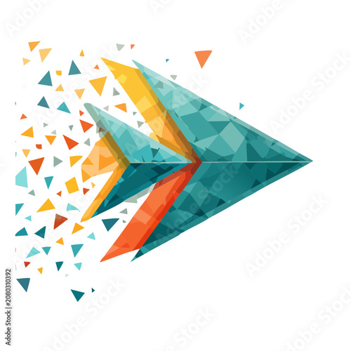 Low poly paper airplane with geometric triangles