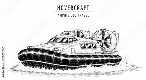 Fotografie Hovercraft Amphibious Vehicle Water Transport.