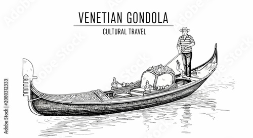 фотографія Venetian Gondola Cultural Travel Boat.