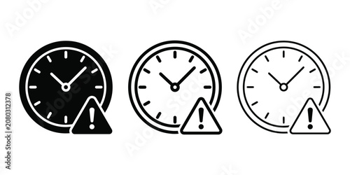 Slika na platnu Time warning deadline alert icon silhouette vector, bold outline and line art is