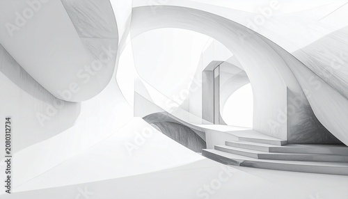Creative Architectural Pencil Drawing with Detailed Structural Elements Soft Graphite Shading Clean White Background and Ample Negative Space for Branding Advertising and Professional Layouts
