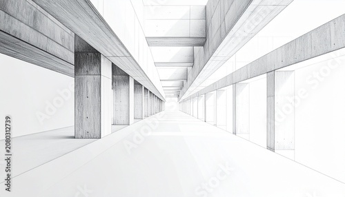 Architectural Elements Rendered in Pencil with Fine Graphite Texture Detailed Shading Clean White Background and Minimalist Composition for Branding Presentations and Creative Projects
