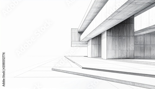 Technical Pencil Illustration of Architectural Elements with Precise Linework Detailed Shading Bright White Background and Professional Copy Space for Branding Design Templates and Print Media