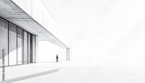 Professional Architectural Pencil Drawing Featuring Detailed Structural Elements Fine Graphite Shading Clean White Background and Ample Copy Space for Advertising Editorial and Branding Applications
