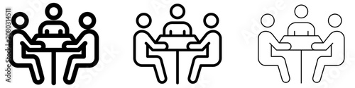 Konstfotografi Set of meeting, workgroup, or conference icons, symbols for teamwork, discussion, business meeting, and office interaction