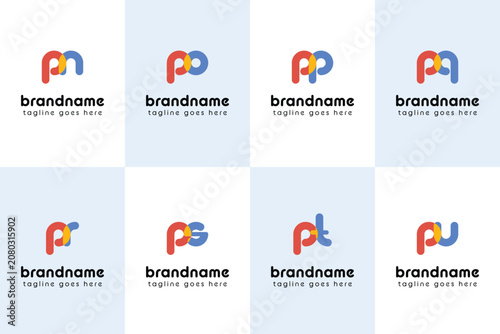 Bild auf Leinwand Letters pn po pp pq pr ps pt pu Playful Logo, represent a fun, energetic, and jo