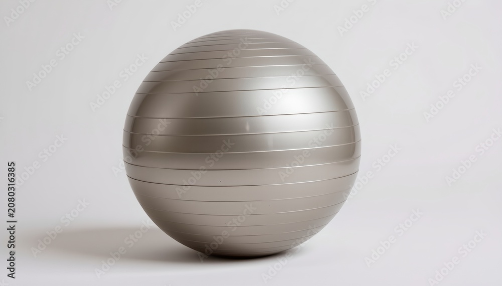 Obraz premium Modern Metallic Exercise Ball White Background