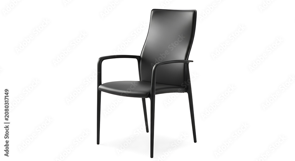 Fototapeta premium Black office chair with backrest and five-star base on white background, furniture