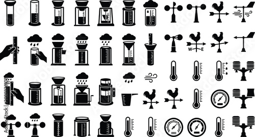 Canvas-taulu Weather station and meteorology icons collection