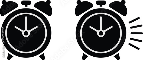 Φωτογραφία Alarm clock icons, silent and ringing symbols for time management, notifications, reminders, scheduling, and mobile application interfaces